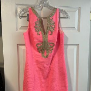 Lily Pulitzer pink and gold dress